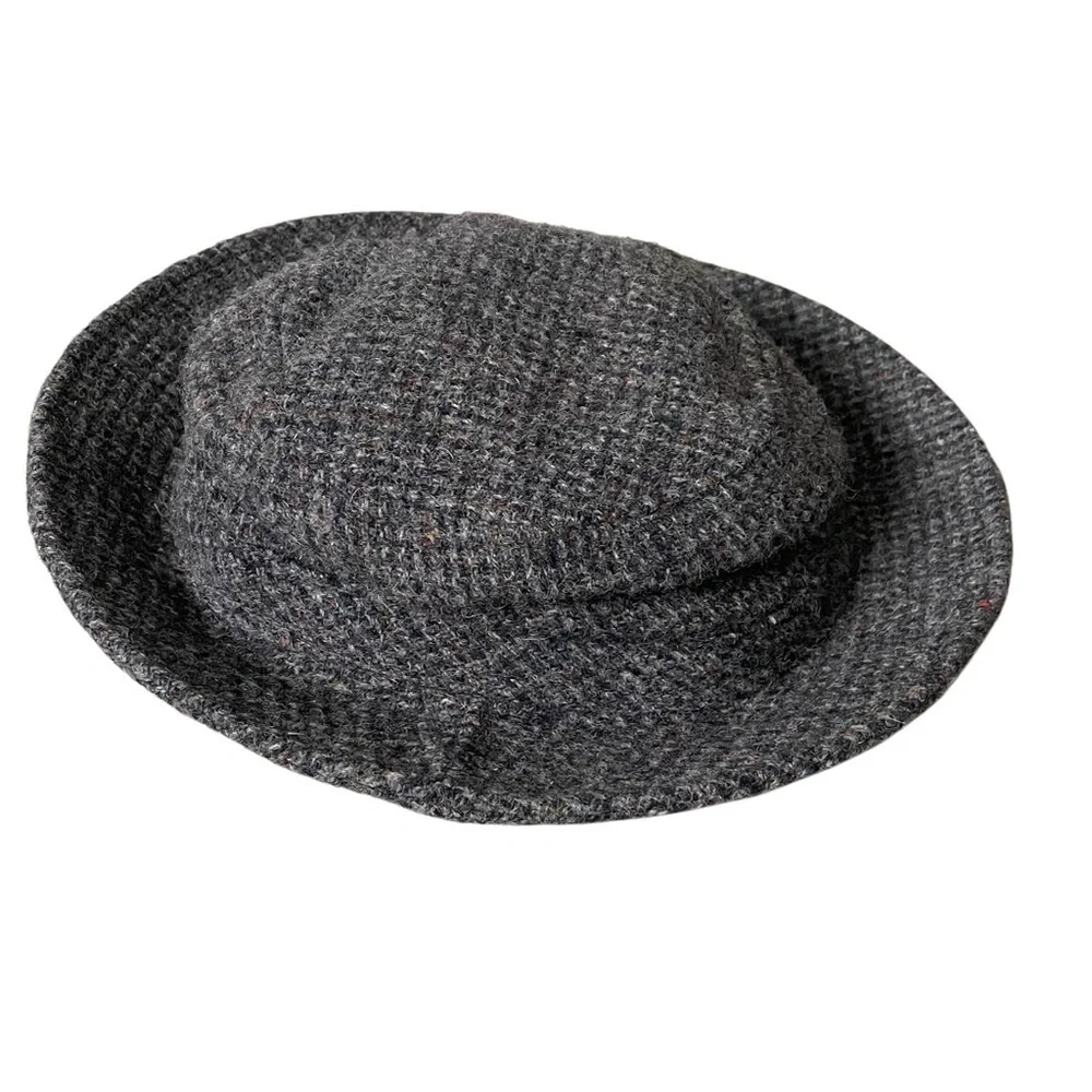 L.L. BEAN Vintage Harris Tweed Hand Woven Scottish Wool Hat Gray S